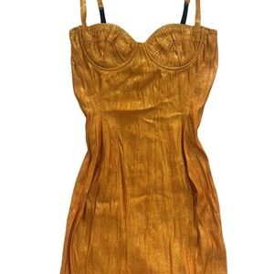 Vintage Y2K Tripp NYC Metallic Gold Mini Dress